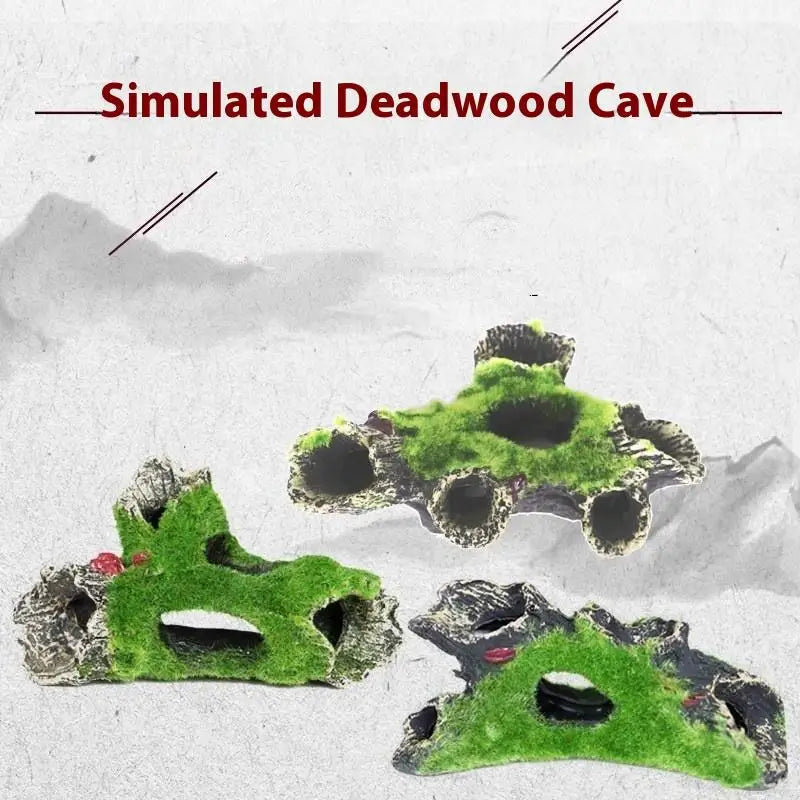 Resin Aquarium Hiding Cave | Moss Tree Root Fish Tank Decor Aquarium Decoration Peaceful Pleasures Health and Wellness