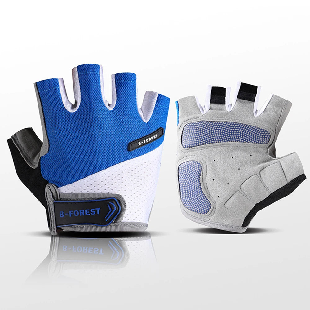Breathable Shockproof Half Finger Cycling Gloves with Gel Pad, Adjustable Velcro & Anti-Slip, MTB Road Bike Gloves for Men Women Peaceful Pleasures Health and Wellness Blue M