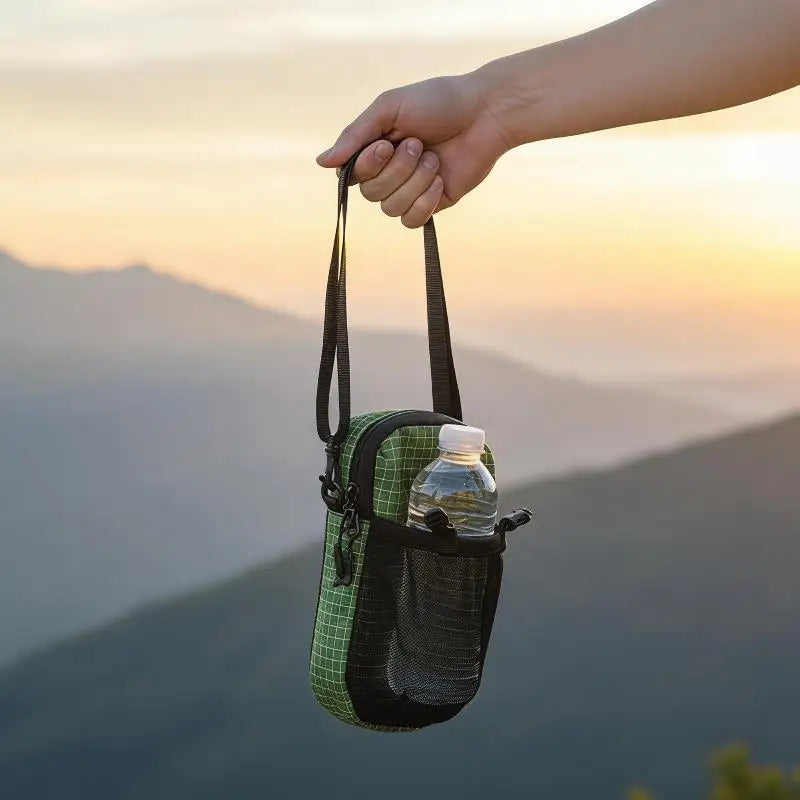 Portable Water Bottle Holder – Mesh Pocket & Adjustable Strap Outdoor Bottle Holder Peaceful Pleasures Health and Wellness