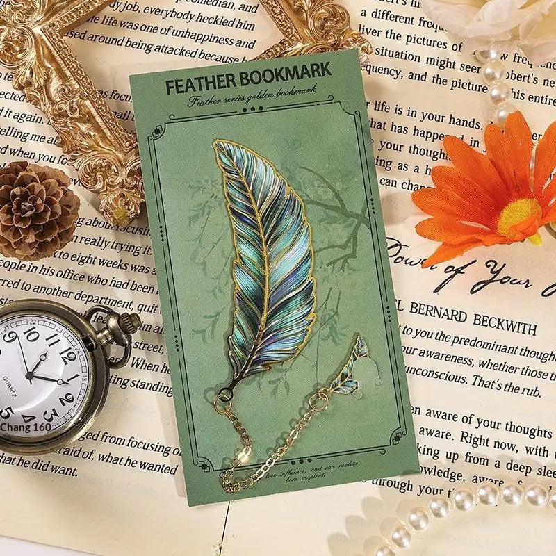 Vintage Gold Metal Bookmark with Chain Pendant | Page Divider