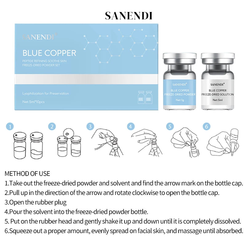 Blue Copper Peptide Serum Set 10 Vials – 99% Purity Anti-Aging