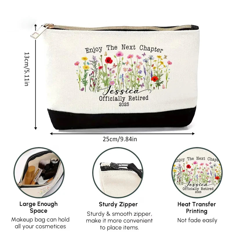 Retirement Tote & Makeup Bag Set Gift for Women | Black & White Gift Tote Bag Set Peaceful Pleasures Health and Wellness