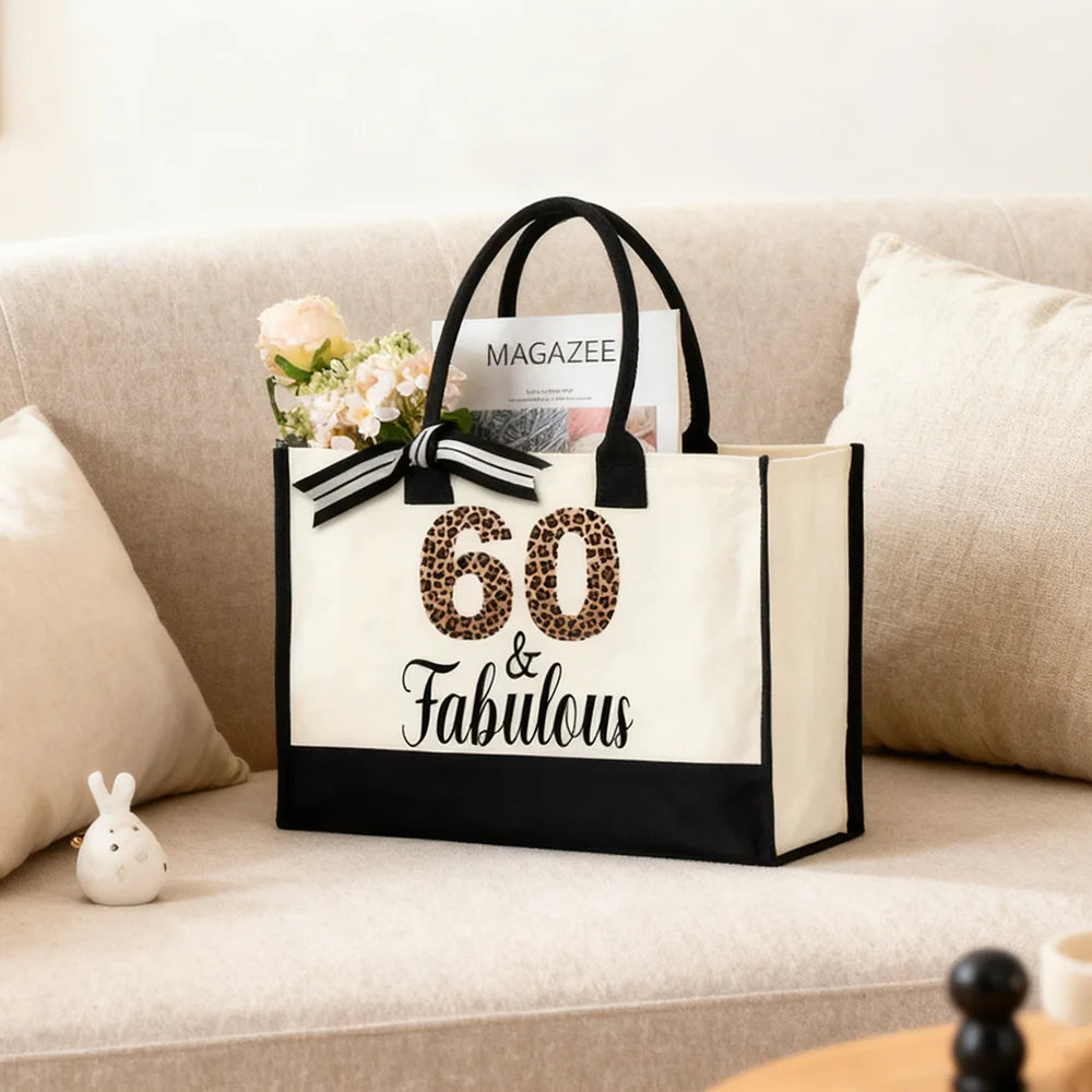 70 & Fabulous Canvas Tote Bag | Milestone Birthday Gift Women Birthday Canvas Tote Bag Peaceful Pleasures Health and Wellness