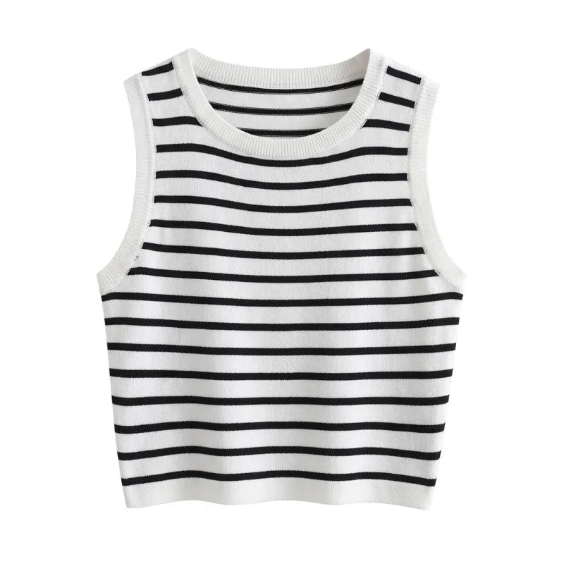 Women's Striped Knit Tank Top | Sleeveless Summer Blouse