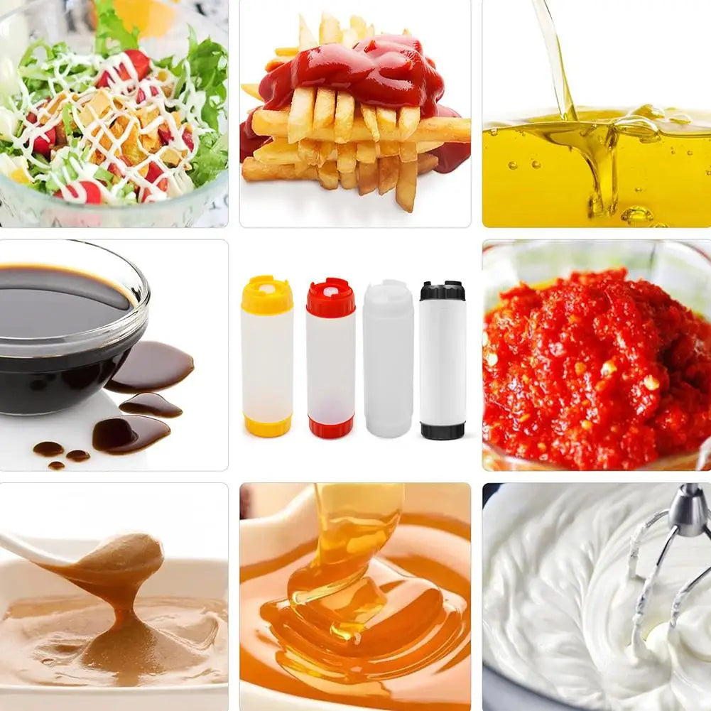 Dual-Head Leakproof Squeeze Sauce Bottle – Inverted Condiment Dispenser 400ml Peaceful Pleasures Health and Wellness