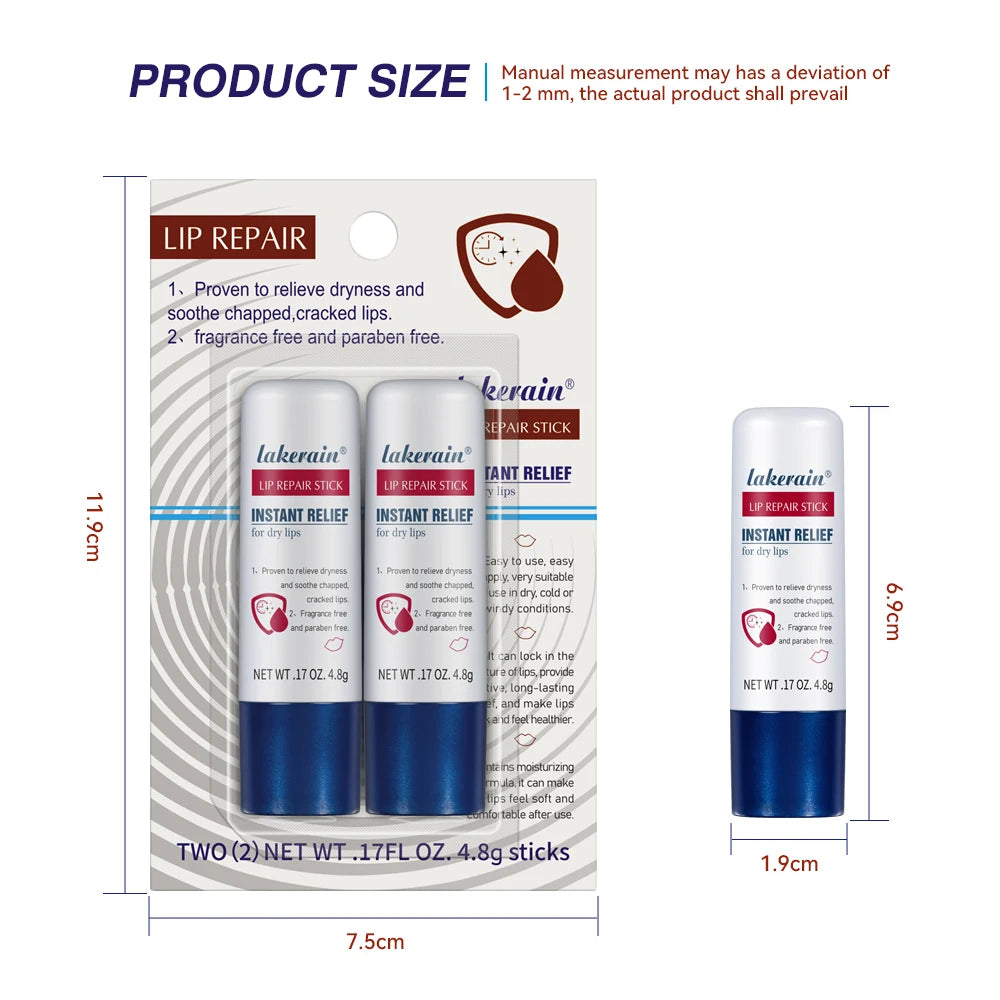 2pcs Lip Repair Stick Moisturizing Lip Balm Pack for Dry Chapped Lips Relief Hydrating Lip Care Lipstick Base Skincare Peaceful Pleasures Health and Wellness