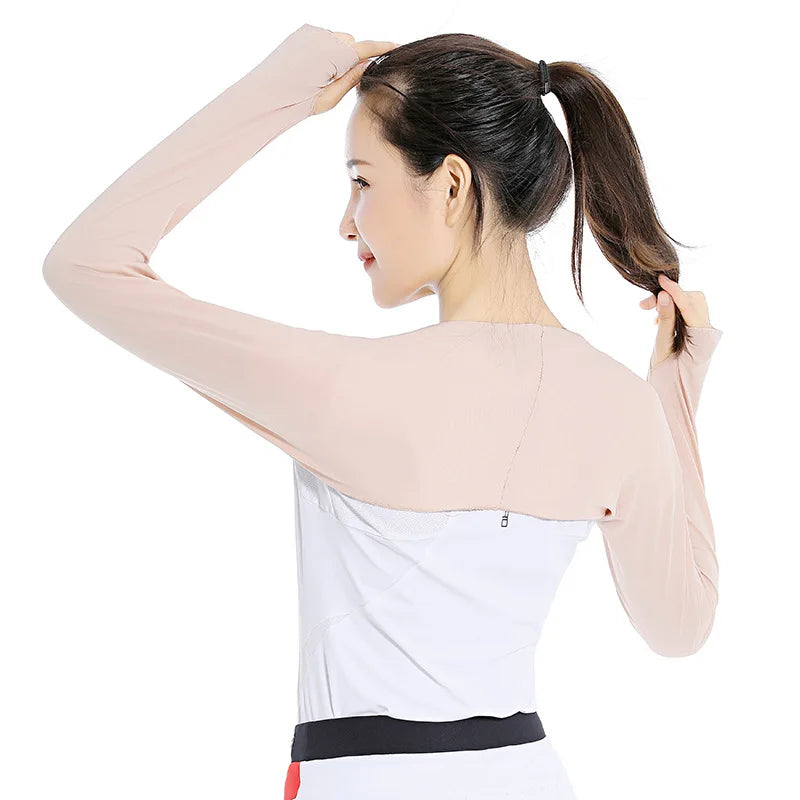 Ice Silk One Piece Shoulder Attached Ice Sleeve Women's UV-Resistant Outer Cover for Golf Sleeve Cover for Sun Protection Peaceful Pleasures Health and Wellness