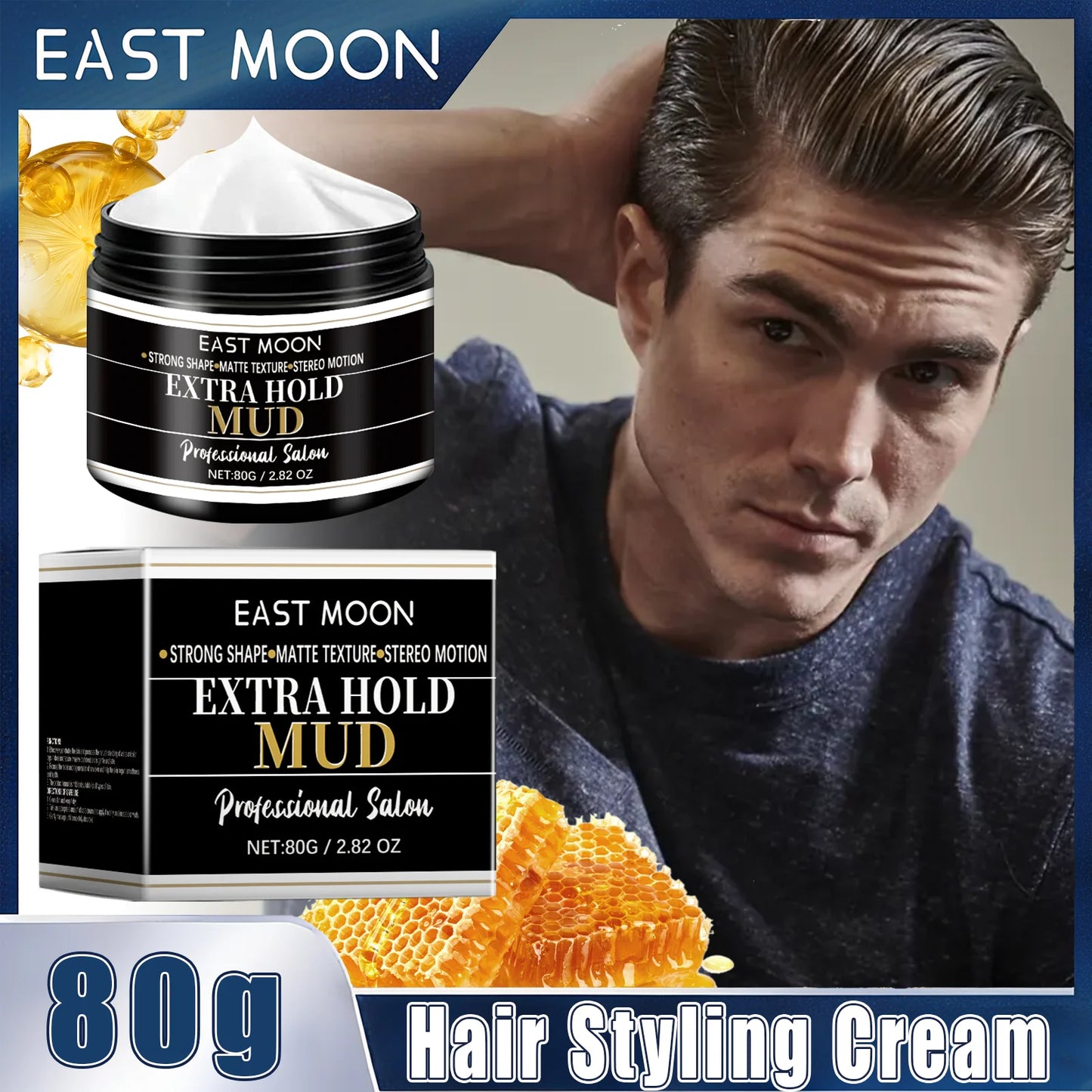 East Moon Men's Hair & Beard Styling Wax – Strong Matte Hold