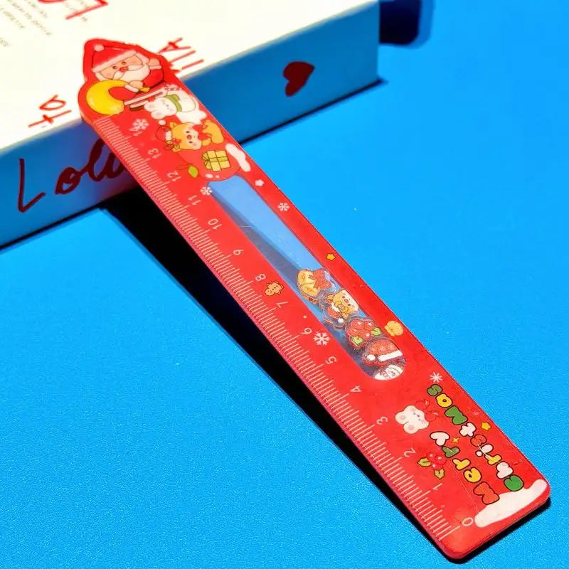 Christmas Cartoon Ruler – Santa & Snowman Holiday Stationery