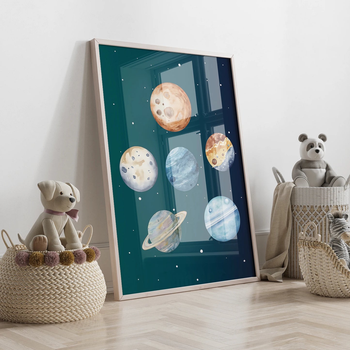 3-Piece Personalized Blue Planet Canvas Wall Art | Kids Decor