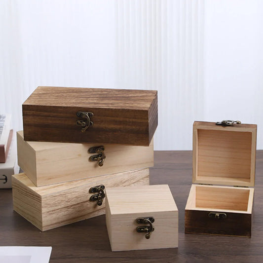 Retro Flip-Top Wooden Box – Jewellery & Keepsake Storage 10x10cm Wooden Keepsake Box Oasis Select