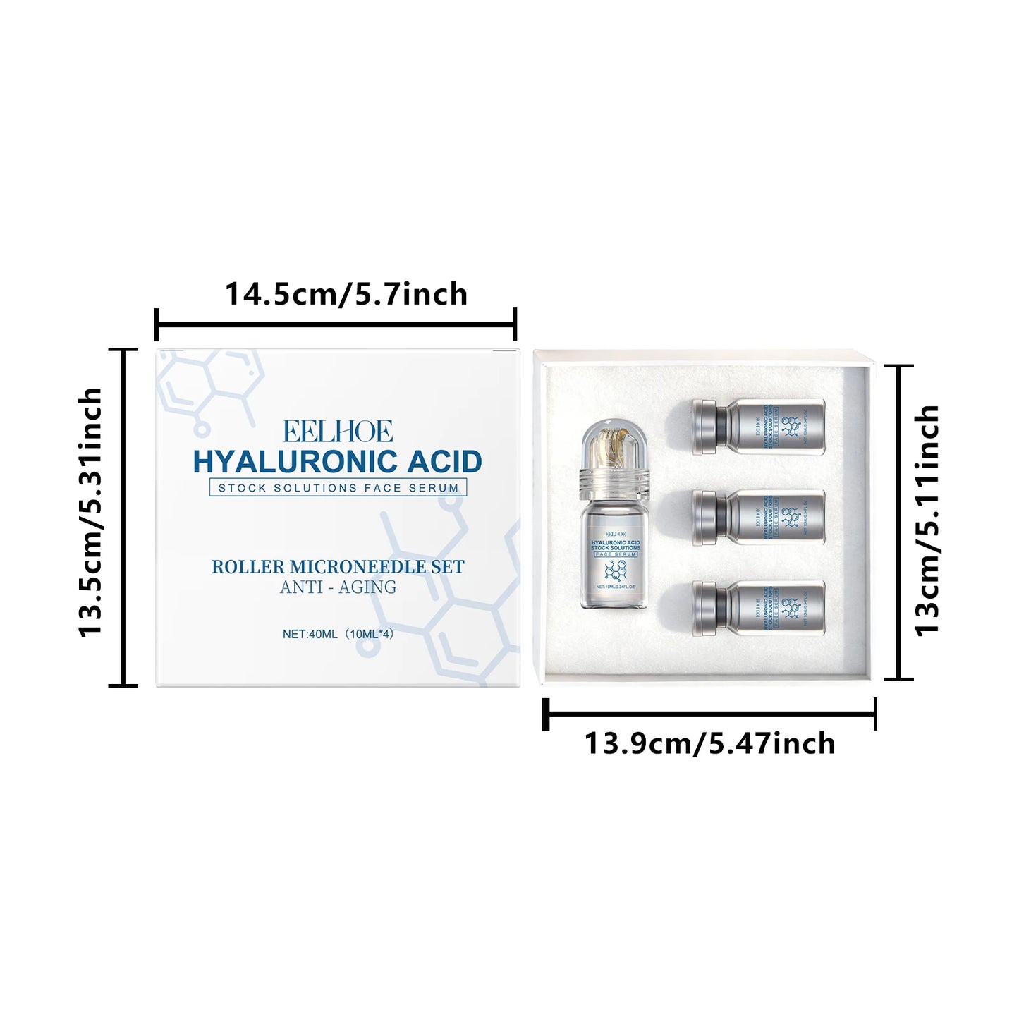 Hyaluronic Acid Face Serum & Microneedle Roller Set Anti-Aging