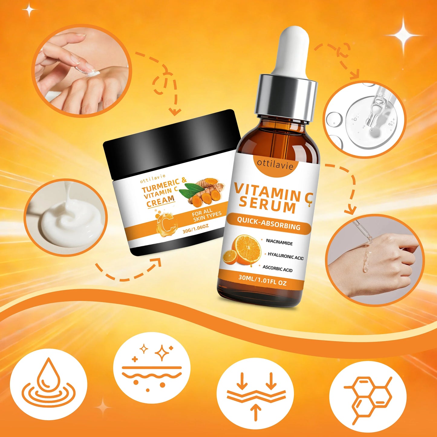Turmeric & Vitamin C Cream + Serum Duo | All Skin Types
