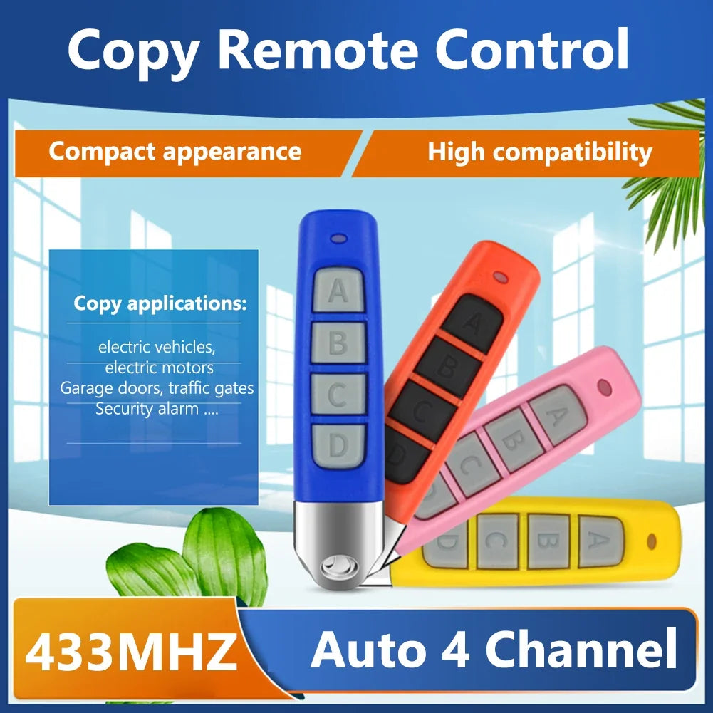433MHz Remote Control Car Key Garage Door Opener Remote Control Duplicator Clone Cloning Code 4key Wireless Controller Receiver Peaceful Pleasures Health and Wellness