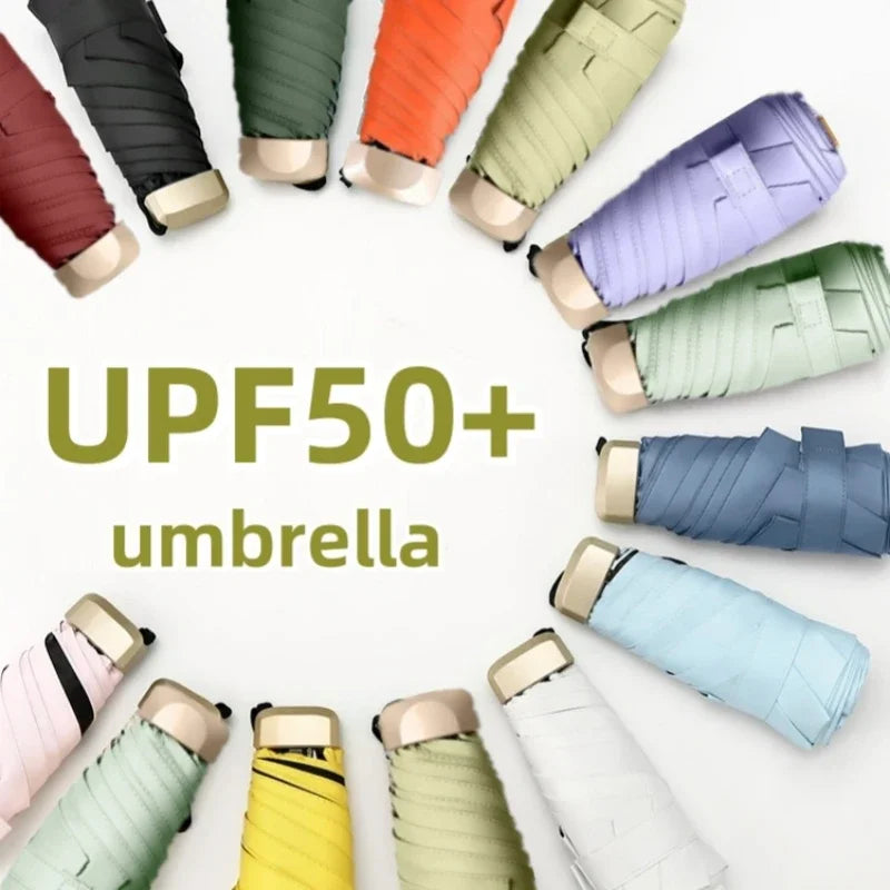 UPF 50+ Mini Pocket Umbrella – UV & Rain Folding Parasol
