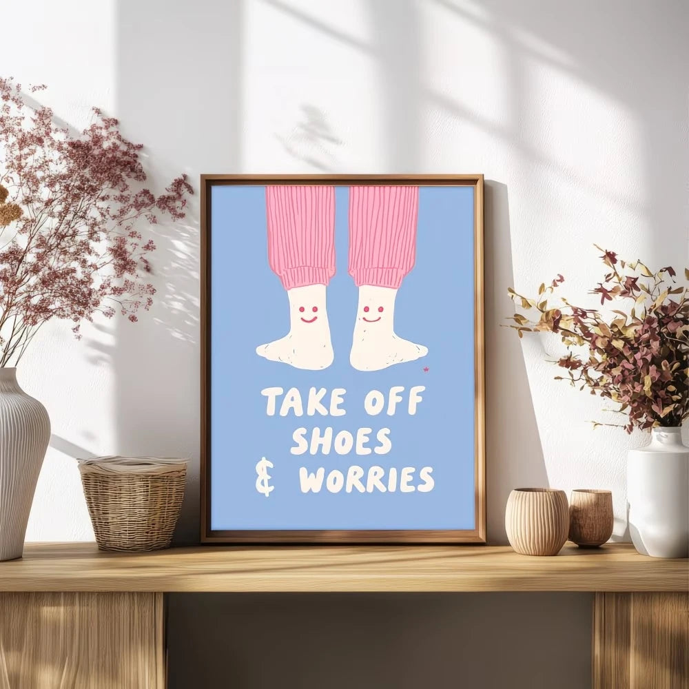 Cartoon Take Off Shoes Canvas Wall Art Print | Home Decor