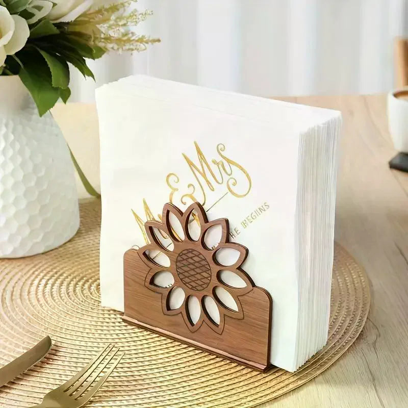 Wooden Sunflower Napkin Holder | Farmhouse Kitchen Decor
