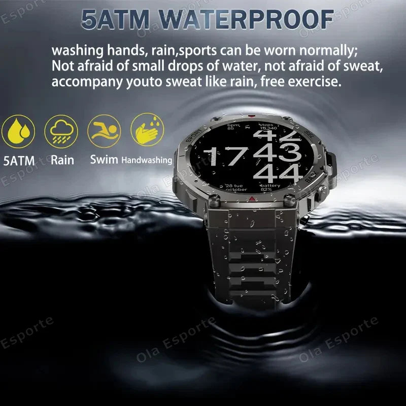 Military GPS Smart Watch AMOLED Compass Altimeter HD Calls