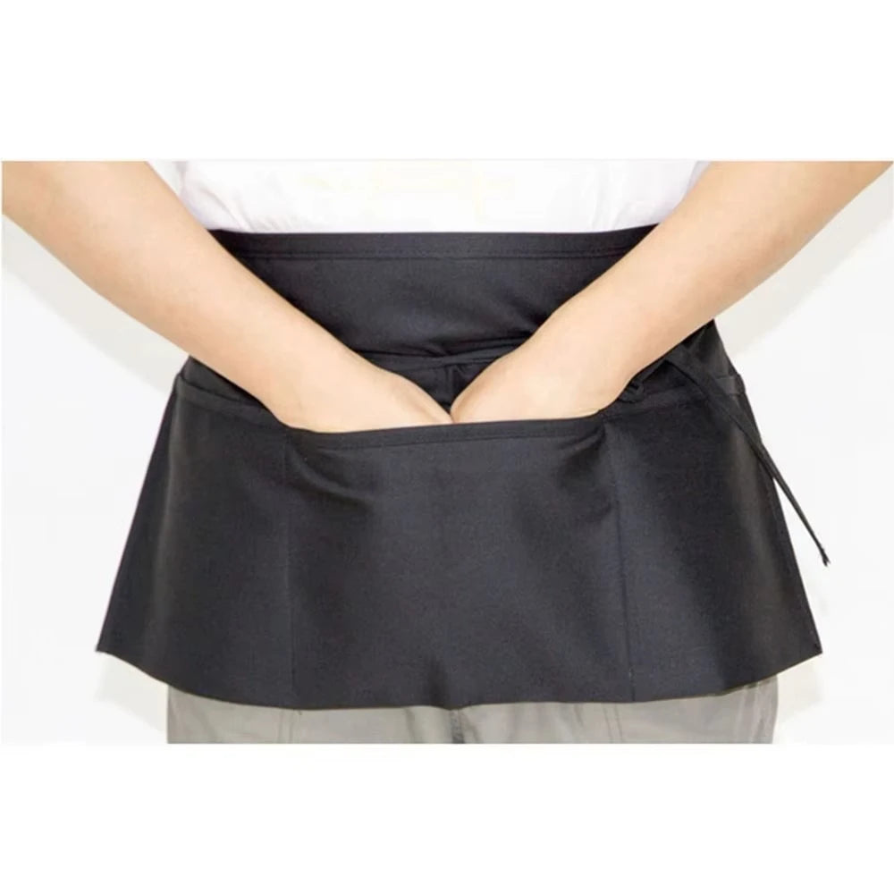 Black Waterproof Waist Apron | 3 Pocket Half Apron