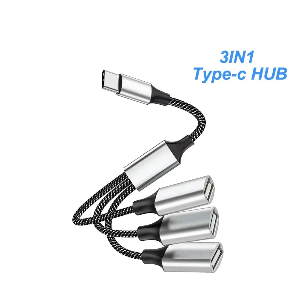 USB-C OTG Hub 4-Port Type-C to USB-A Splitter for Laptop & Mac