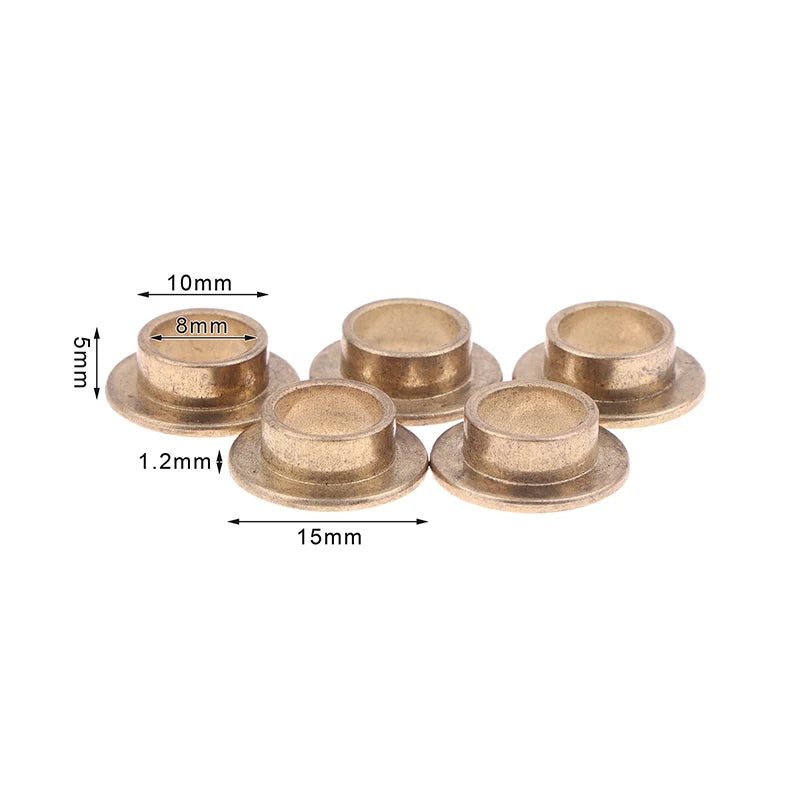 5Pcs Flange Bushing Copper Sleeve Inner Diameter 8MM Powder Metallurgy Oil Bearing With Edge Step Shoulder Peaceful Pleasures Health and Wellness 8x10x5