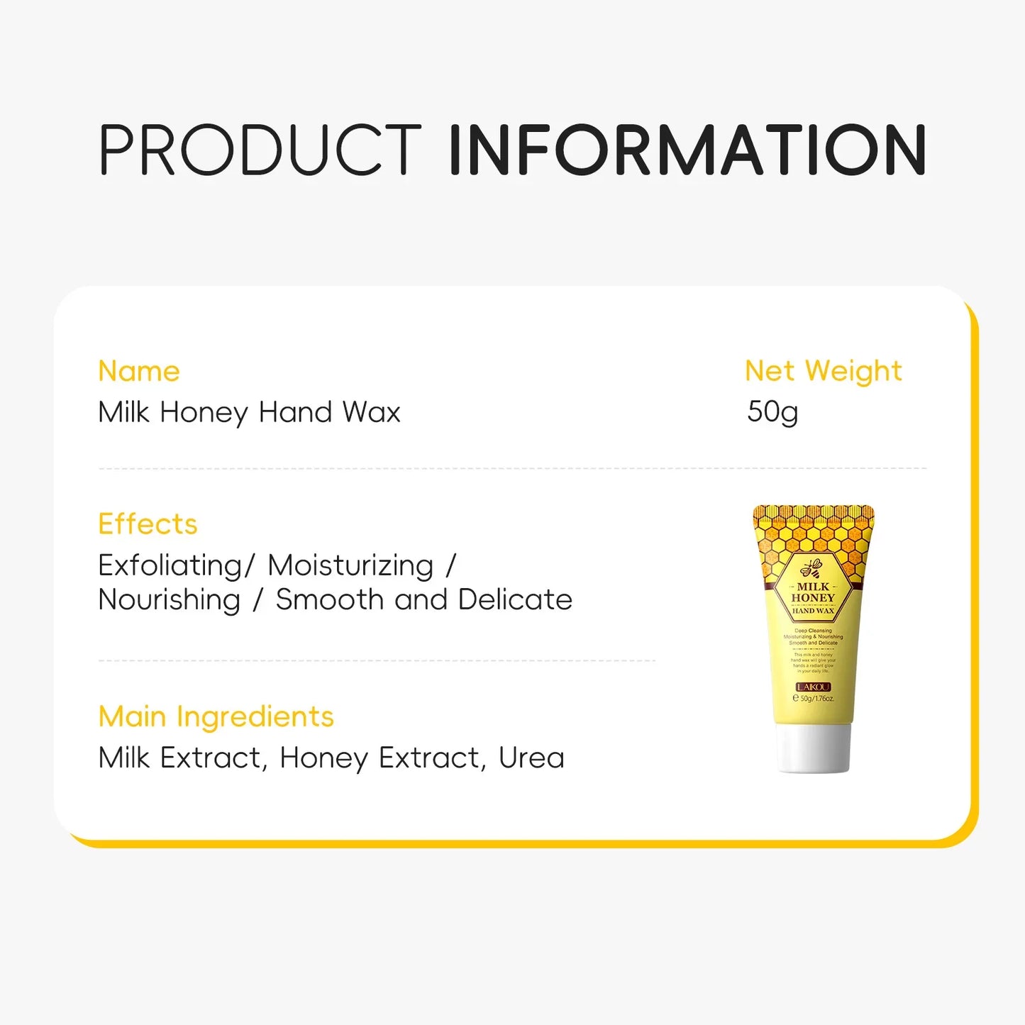 LAIKOU Honey Hand Wax Exfoliating Moisturizing Peeling Mask 50g