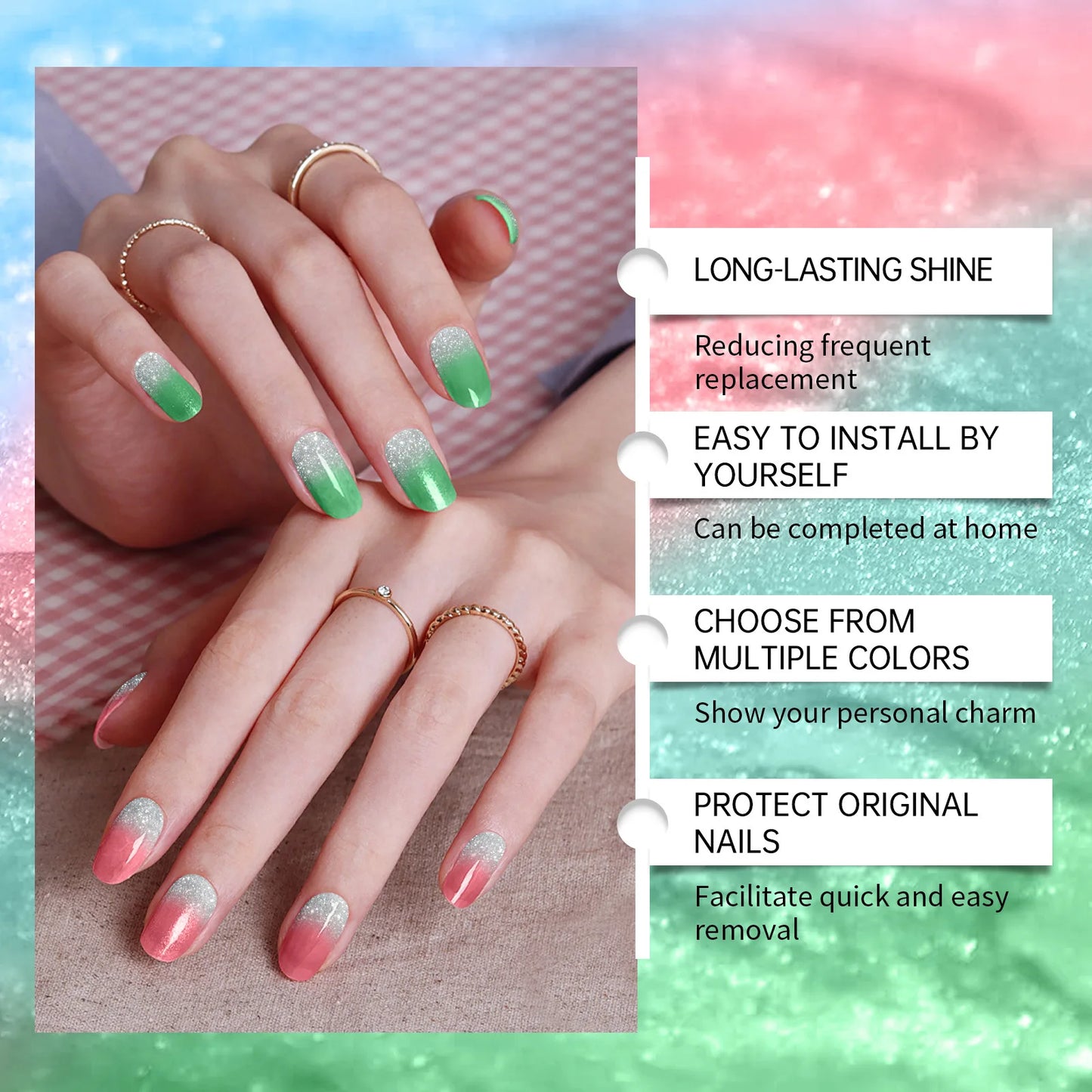EELHOE Semi-Cured Gel Nail Stickers for Beauty Care Peaceful Pleasures Health and Wellness