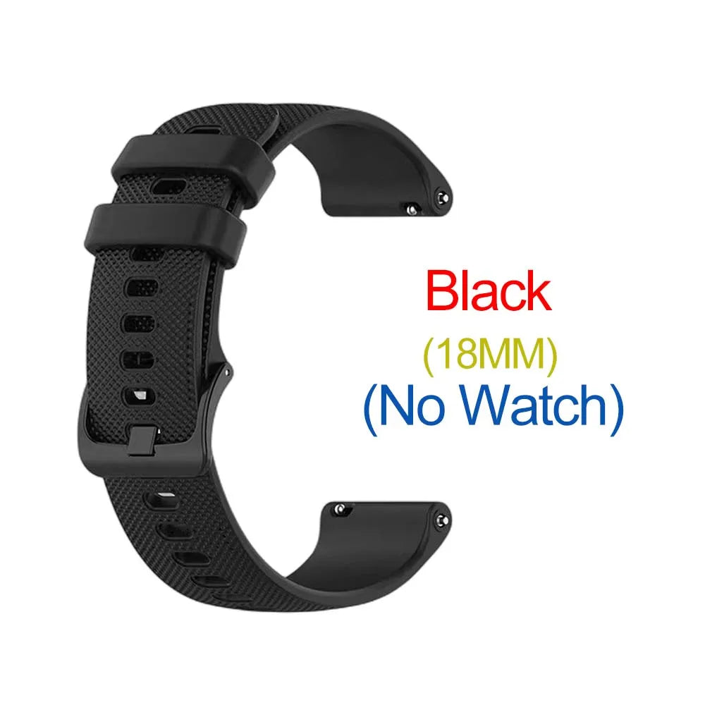 Silicone Watch Band 18/20/22mm – Garmin, Samsung, Amazfit Peaceful Pleasures Health and Wellness black 18mm