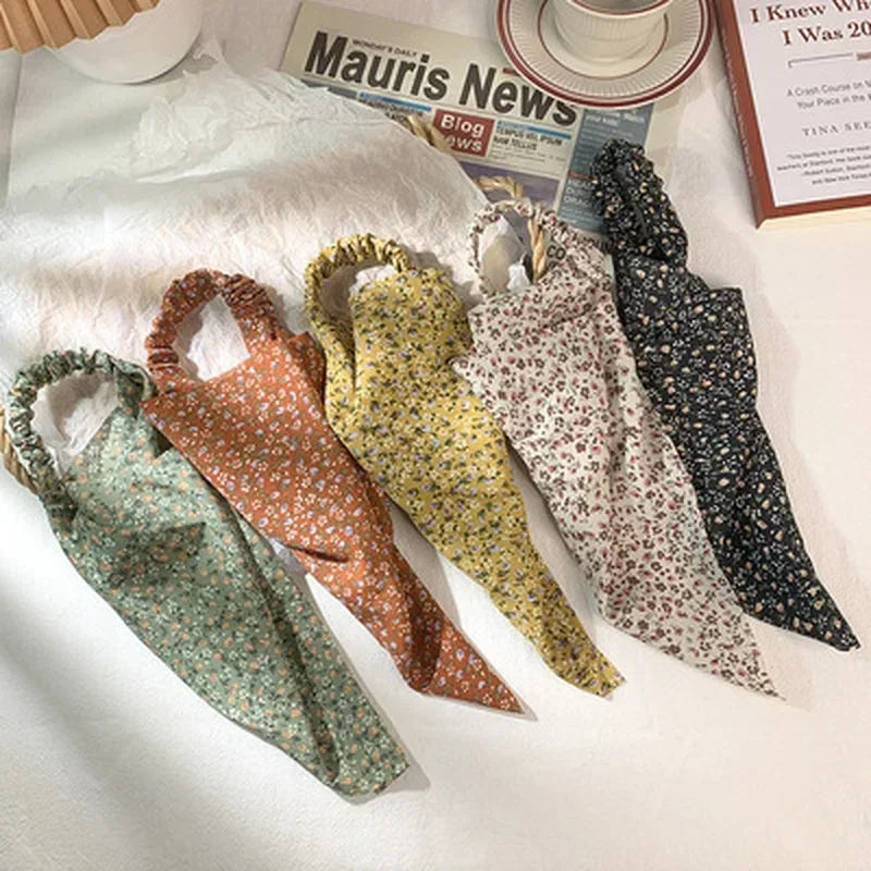 Floral Kerchief Headwear Wrist Head Wrap Scarf Triangular Headscarf