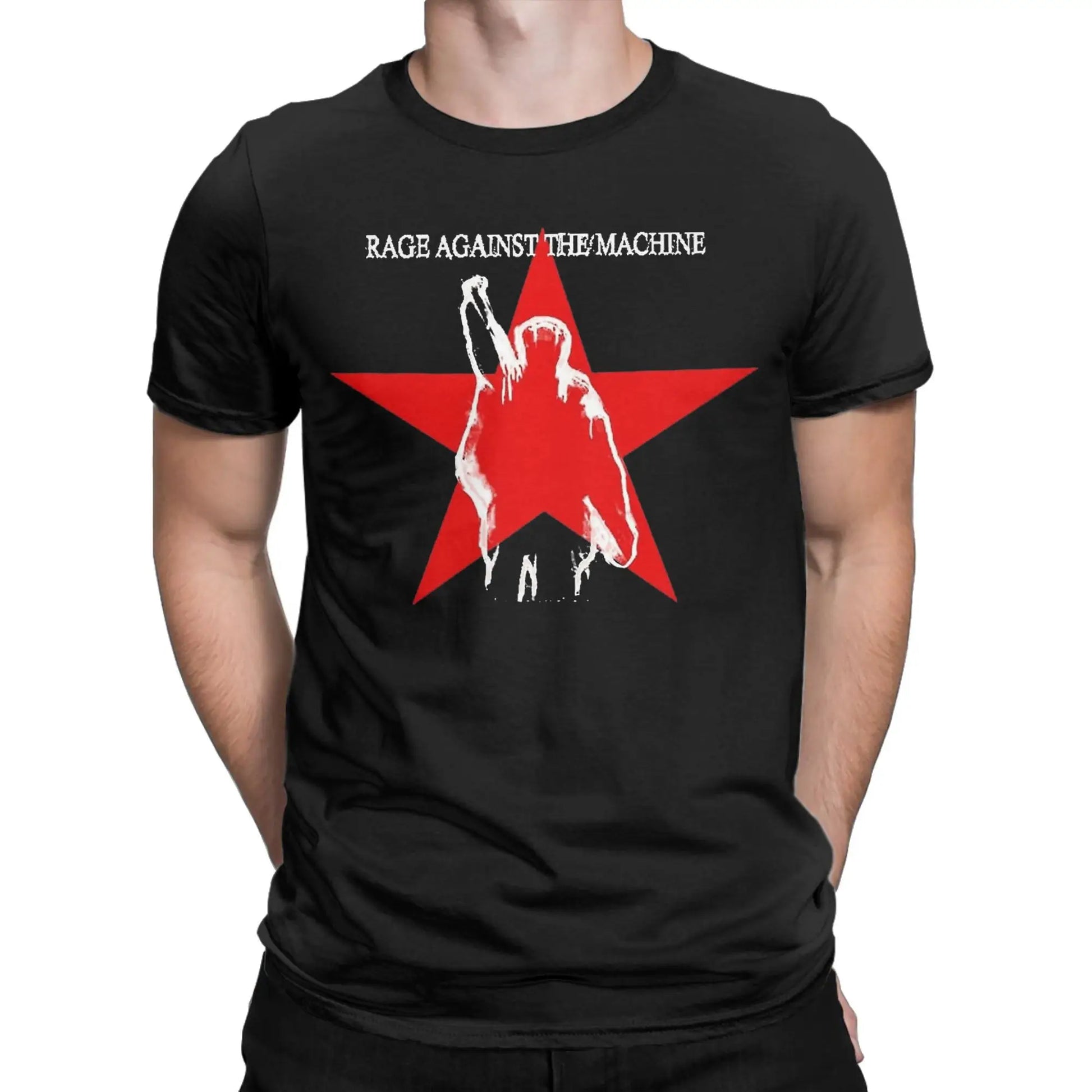 Rages Against The Machines T-Shirt Men RAM band Funny 100% Cotton Tee Shirt Round Neck Short Sleeve T Shirt New Arrival Clothes Peaceful Pleasures Health and Wellness black XXL