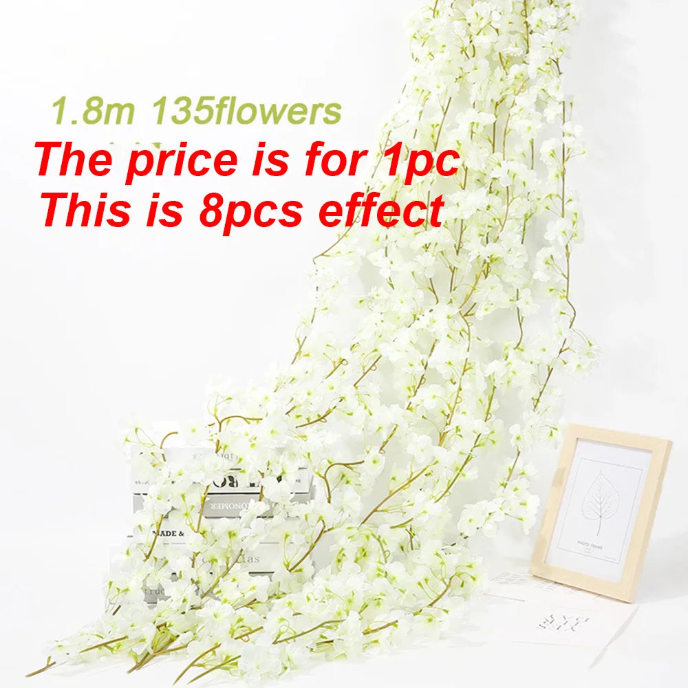 5.6ft Artificial Sakura Vine | Silk Cherry Blossom Décor