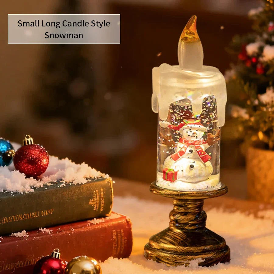 Christmas LED Snowman Crystal Candle Lamp | Flameless Decor