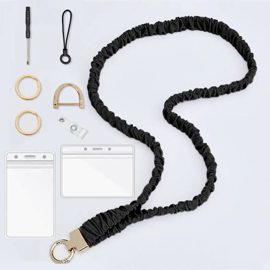 Safety Breakaway Buckle ID Badge Lanyard Stretchy Scrunchie Style Adjustable Elastic Material Retractable Lanyard Set Peaceful Pleasures Health and Wellness