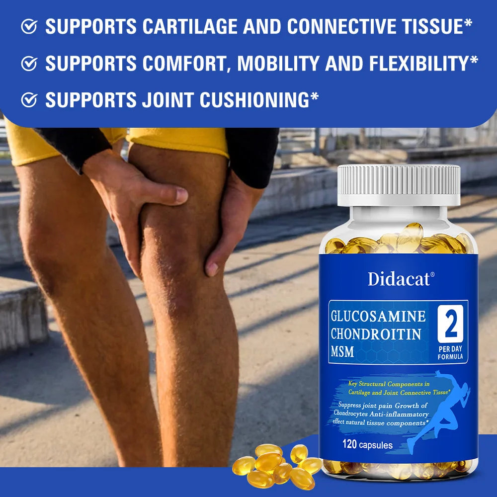 Glucosamine Chondroitin MSM Capsules with Collagen & Boswellia, Joint Cartilage Mobility & Flexibility Daily Wellness Supplement Peaceful Pleasures Health and Wellness