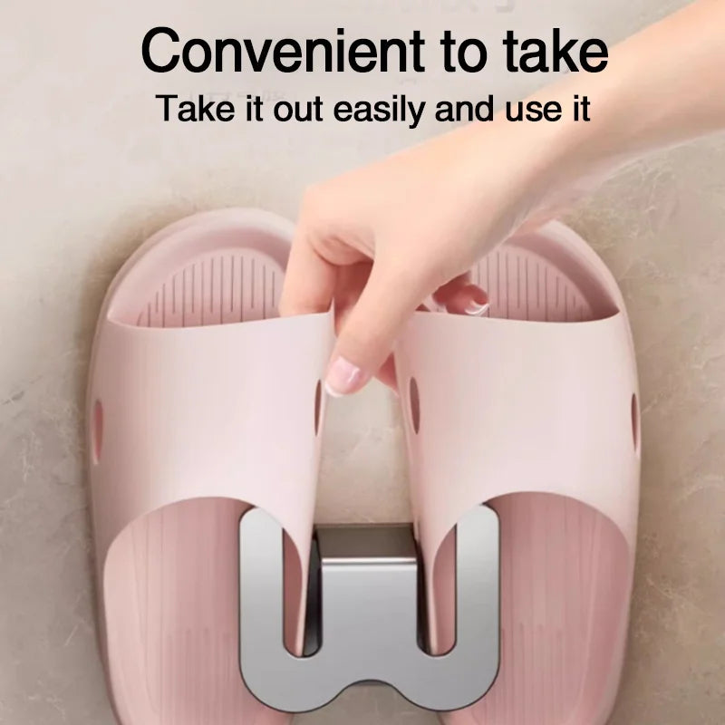 No-Drill Aluminum Wall-Mounted Slipper & Shoe Storage Rack