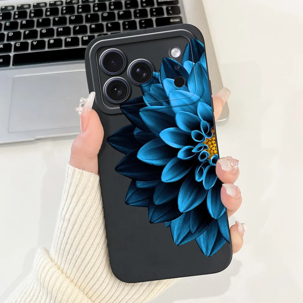 iPhone 17 Pro Silicone Case | Cute Kawaii Floral Painted Cover