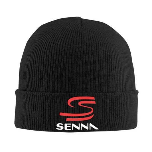 Ayrton Senna Print Beanie | Unisex Warm Winter Skull Cap Winter Beanie Hat Peaceful Pleasures Health and Wellness black
