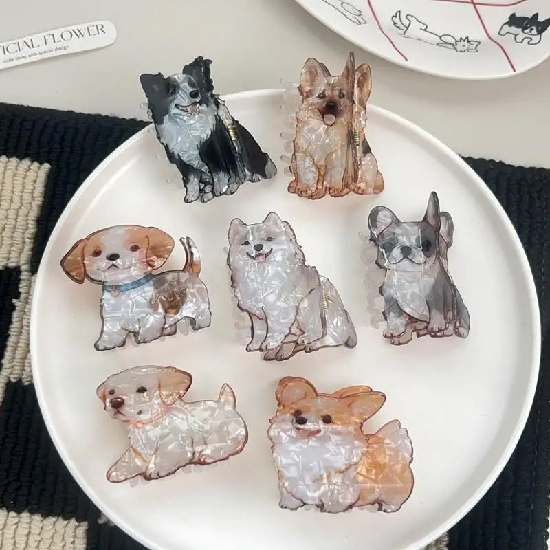 Puppy Dog Hair Claw Clips | Cartoon Acrylic Shark Clips