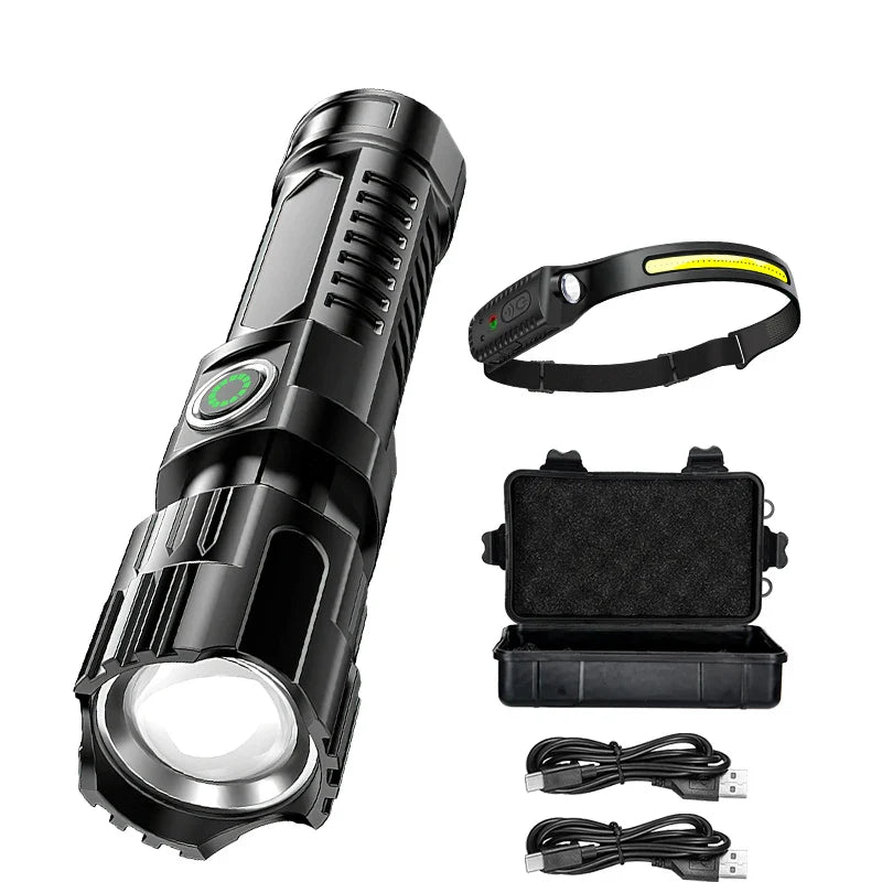 Rechargeable Zoomable LED Flashlight – Waterproof Tactical Torch