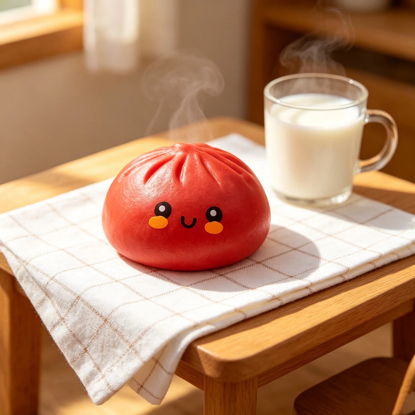 Kawaii Red Bread Squeeze Fidget Ball – Gift for Kids & Adults