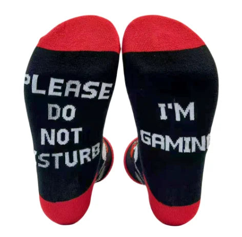 2pairs /Do Not Disturb Gaming Funny Socks for Men Women Teen Boys-Easter Fathers Birthday Christmas Gifts Stocking ,чулки, Peaceful Pleasures Health and Wellness red black socks free size