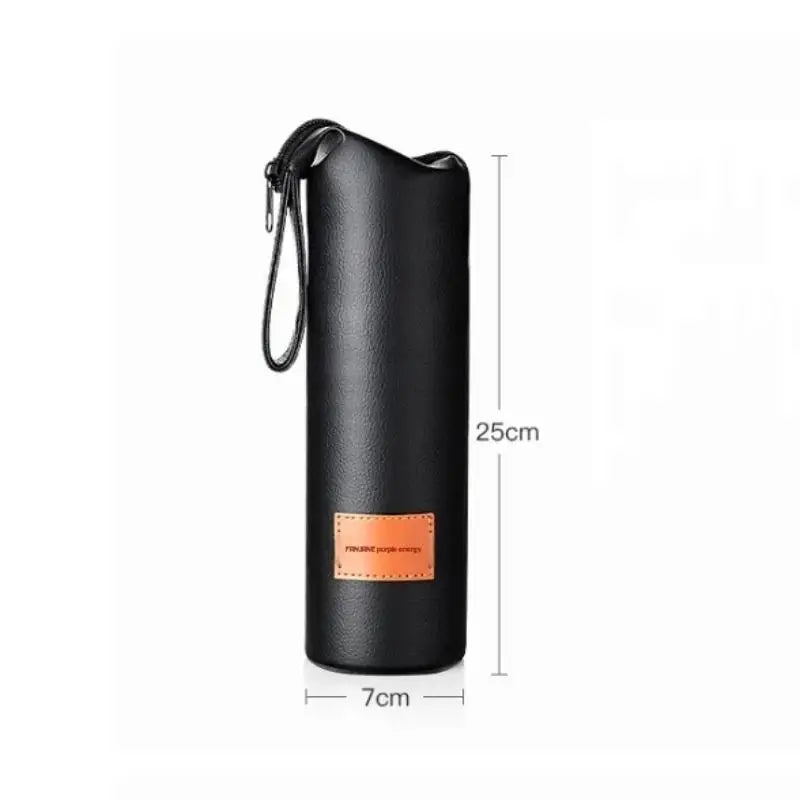Leather Water Bottle Sleeve with Rope | Portable Cup Pouch
