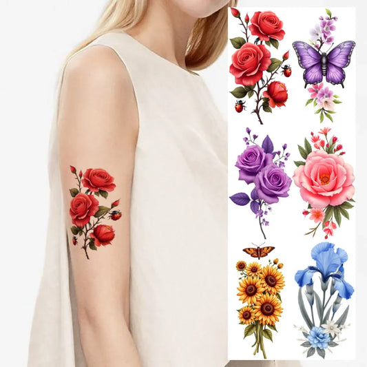 9-Piece Butterfly & Floral Temporary Tattoo Stickers | Waterproof Temporary Tattoo Stickers Oasis Select