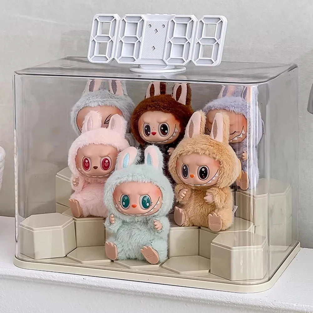 14 Grid Plastic Storage Box, Figurine Model Display Table, Transparent Dust Cover, Home Storage Cabinet Peaceful Pleasures Health and Wellness