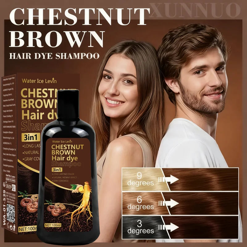 Water Ice Levin Chestnut Brown Hair Dye Shampoo – Gray Coverage