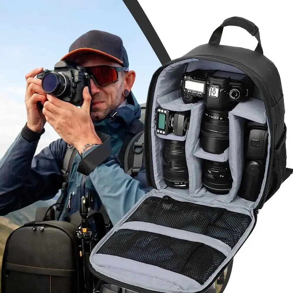 Multi-functional Camera Bag Waterproof Wear Resistant Digital DSLR Camera Padded Dividers Protective Box Camera Lens Pouch Peaceful Pleasures Health and Wellness