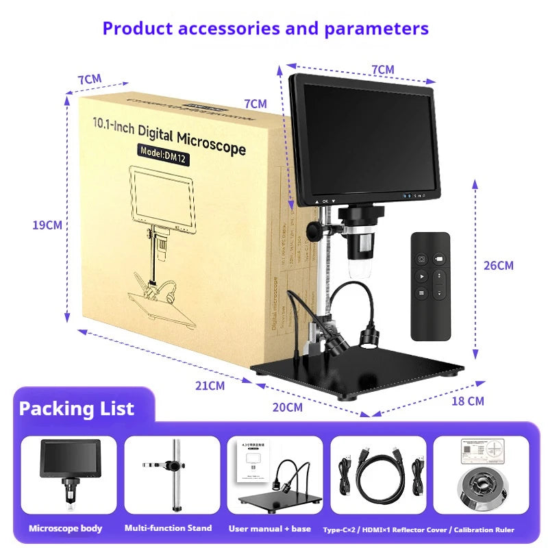 10.1-Inch Electron Microscope 1080P Ips High-Definition Screen Digital Microscope Peaceful Pleasures Health and Wellness