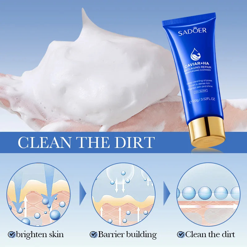 SADOER Caviar Foam Face Wash – Deep Cleanse & Anti-Wrinkle