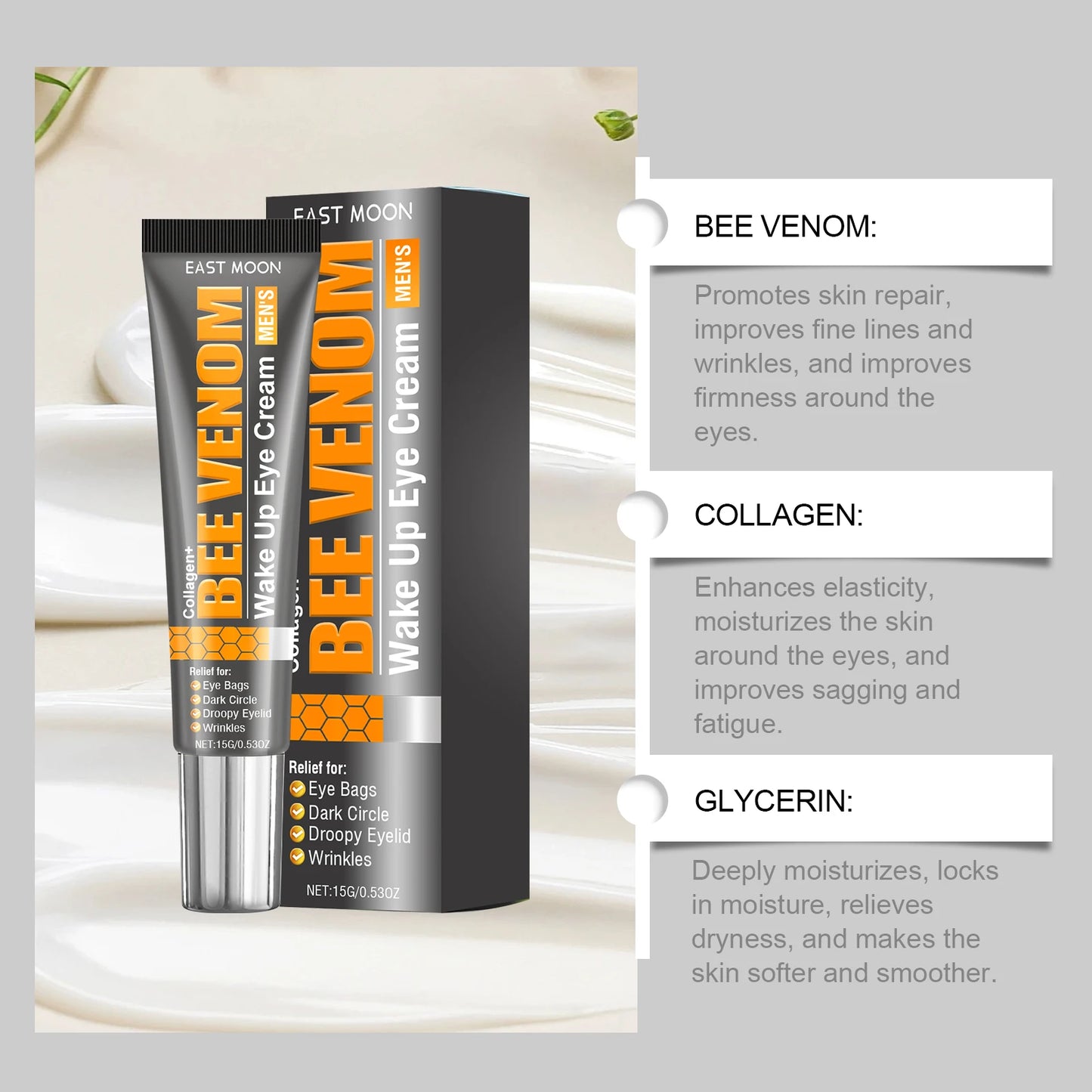 East Moon Wake Up Eye Cream | Hydrating Collagen Eye Moisturizer