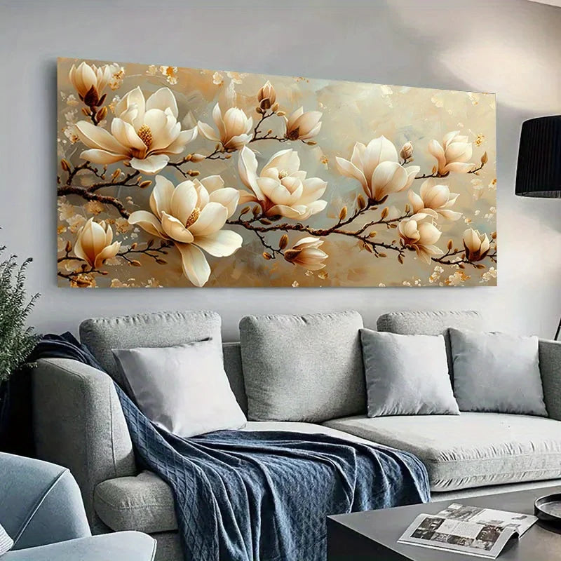 Magnolia Flowers Canvas Wall Art | Modern Floral Poster Unframed Canvas Wall Art Peaceful Pleasures Health and Wellness